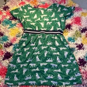 Green cheetah dress for little girls